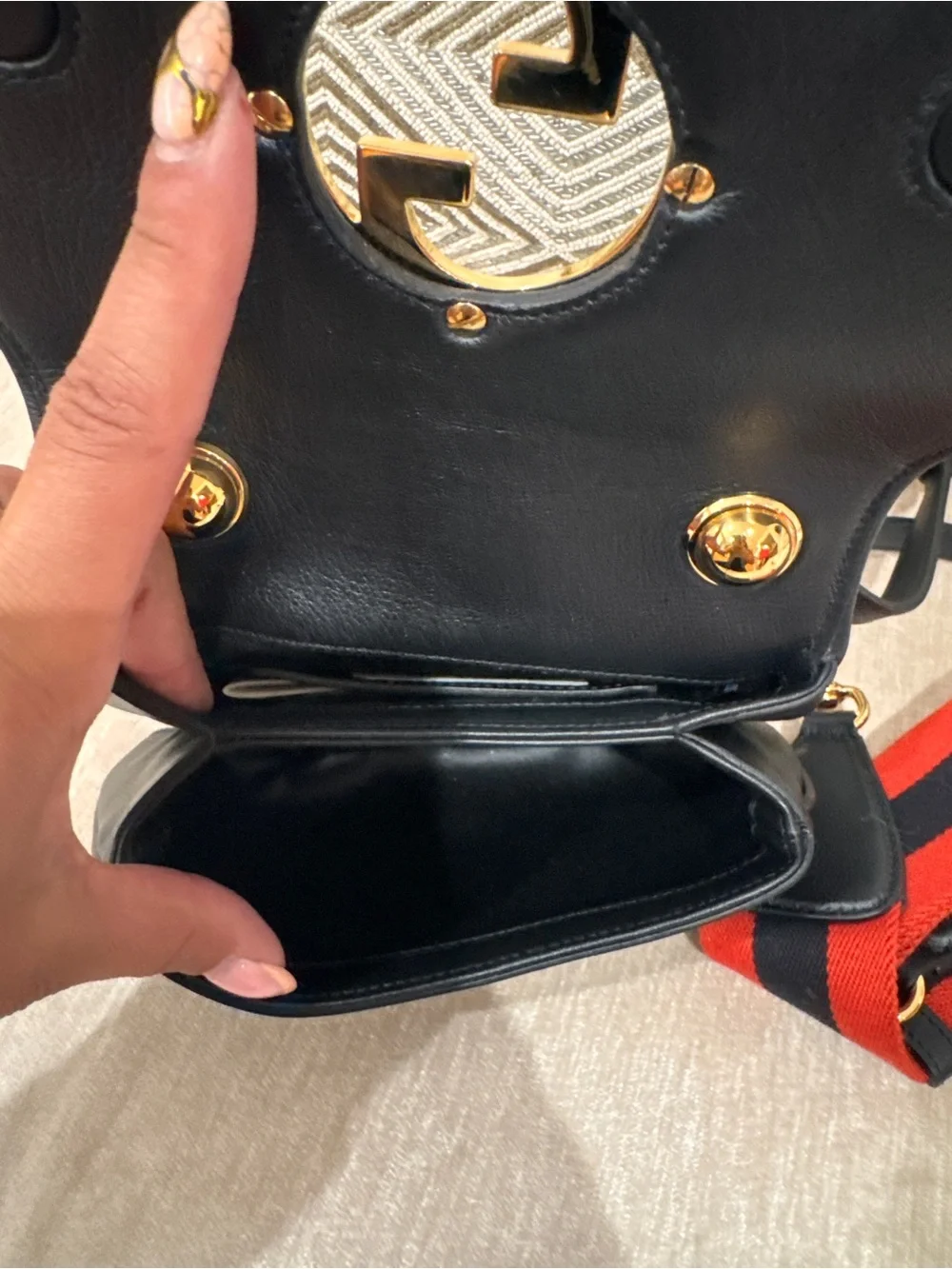 Gucci Blondie GG Mini Bag Web Stripe Strap
